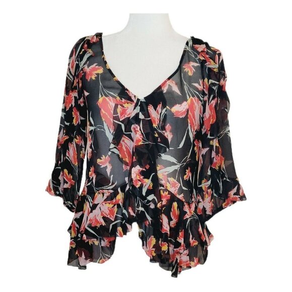 Diane von Furstenberg Benedetta Tulip Silk Chiffon Blouse Size 2 - Picture 1 of 8